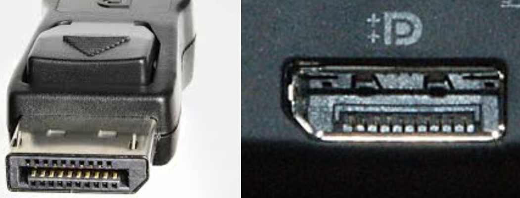 Conector DisplayPort con esquina cortada para conexión profesional de monitores